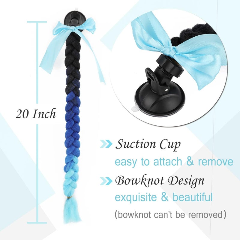 SEGO 1PCS/2PCS Helmet Pigtail Braids with Detachable Suction Cup Bowknot Ponytail Hair Many Colors (Helmet not Included) - Image 2